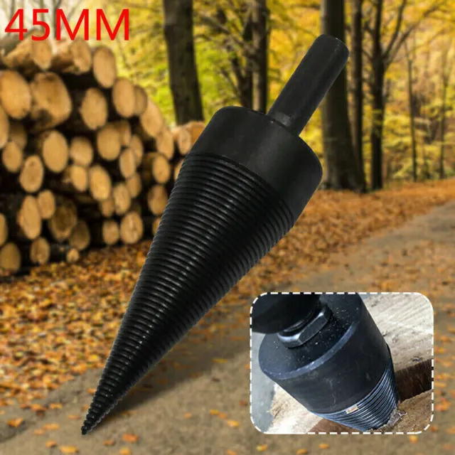 45mm Holzspalter Kegelspalter Drillkegel Rechtsgewinde für Bohrmaschine DE