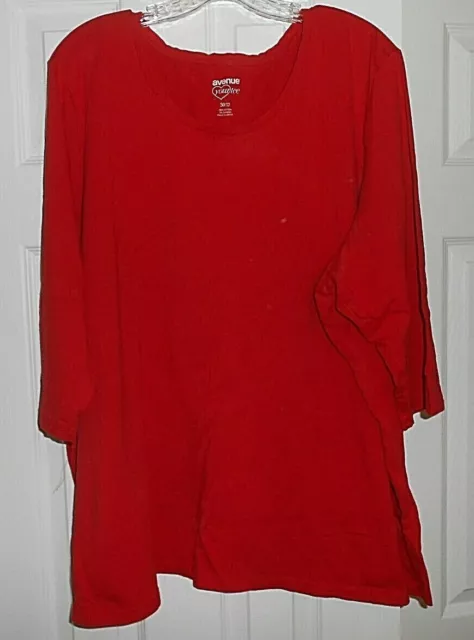 Avenue Women's Your Tee Red T-Shirt 3/4 Sleeve Size 30/32