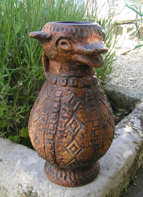 Pichet Animalier Zoomorphe En Ceramique Allemande Signe Jasba / Annees 70