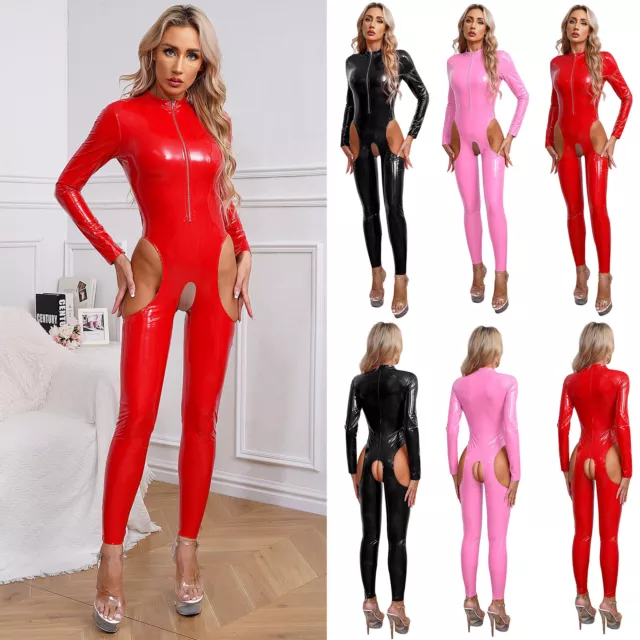 Women's Catsuit Slim Fit Bodysuit Stand Collar Rompers Yoga Jumpsuit Sport Gym