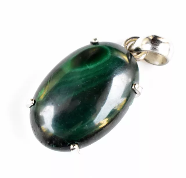 Magnifique pendentif en argent sterling 925 vert naturel coupe ovale 31,80 ct
