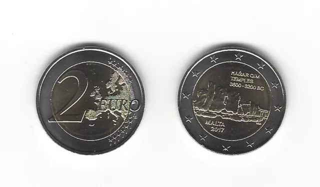 2 Euro Gedenkmünze 2017 aus Malta, Tempel von Hagar Qim, bankfrisch, bfr