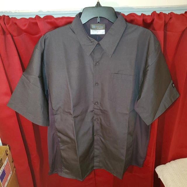 Cook Cool by Happy Chef Breathable Work Shirt Button Up Large Dark Gray NWT