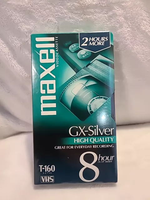 Cinta de video en blanco Maxell grado estándar VHS T-160 sellada nueva 8 horas
