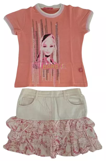 BARBIE OVS SET completo t shirt maglietta gonna shorts bimba bambina 3 4 anni EUR 5 99 PicClick IT