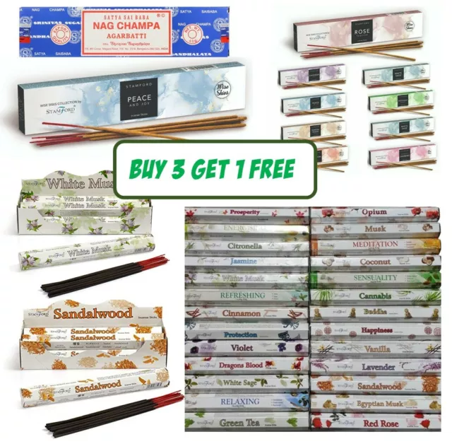 KAUFEN 3 ERHALTEN SIE 1 KOSTENLOSE Räucherstäbchen Mix & Match Stamford Räucherstäbchen Nag Champa