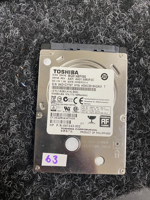 Disque Dur Toshiba MQ01ABF050 – 500 Go – 2,5 Pouces – HDD Pour Portable – Occasion