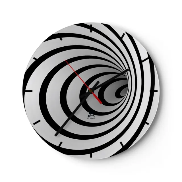 Orologio da Parete in Vetro 40x40cm Spirale astratto composizione Silenzioso