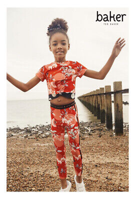 BNWT Baker By Ted Baker Girls Red Floral Top And Legging Set Age 12 Years