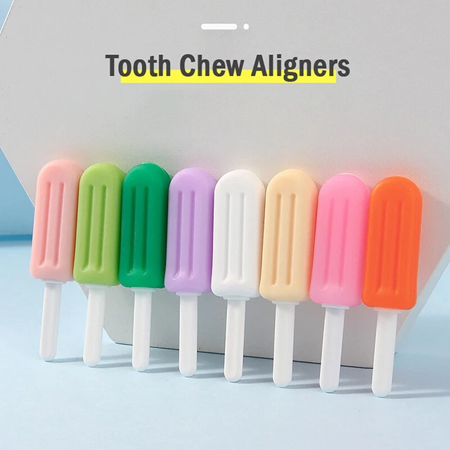 1 paio di allineatori da masticare denti bastone denti in silicone morso allineatore aromatizzato alla frutta!