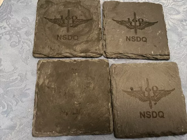 Set of 4 NSDQ Aviation Soar US Army 160th Special Operations Slate Coasters