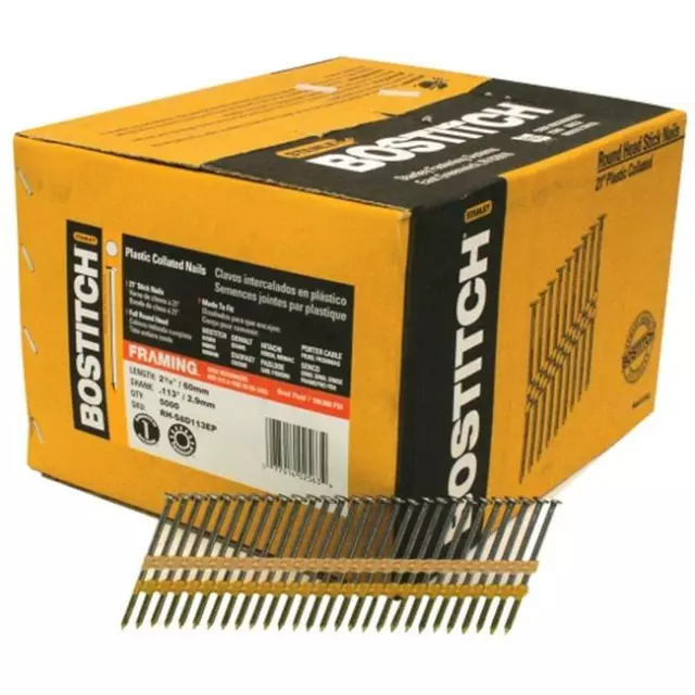 Stanley Bostitch RH-S8D113EP 5 000 Count 2.38 in. Smooth Shank 21 degrees Pla...