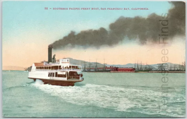 Southern Pacific Ferry Boat, San Francisco Bay, California Water Postcard