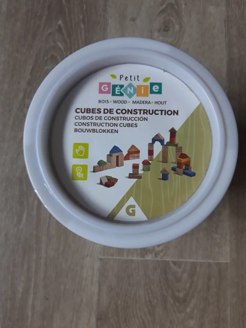 Seau 60 cubes de construction en bois NEUF 3