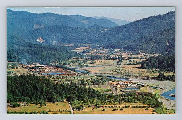CA- California, Hoopa Valley, Aerial View Along The Valley, Vintage Postcard