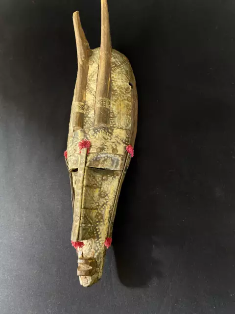 African Mask Mali Marka, Bambara Ntomo-style,  12" Tall, Two-horn
