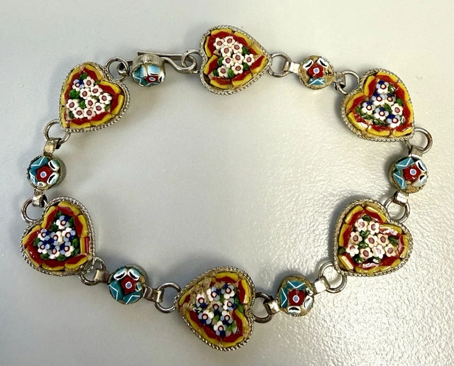 Lot De 3 Bracelets Anciens Pour Enfant - Micro-mosaïque Millefiori, Artisanat Vintage