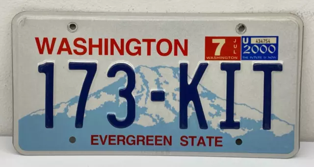 Washington Evergreen State “KIT” License Plate Mountain Blue EXPIRED JULY 2000