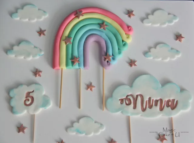 Edible Sleeping Baby Unicorn Rainbow Cake Topper 3D Pastel