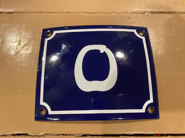 Vintage Style Blue Enamel Porcelain French House Number Door Steel Metal Sign 0