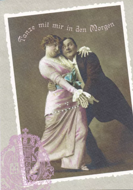 Ansichtskarte: Nostalgie: Tanze mit mir in den Morgen ... verliebtes Tanzpaar