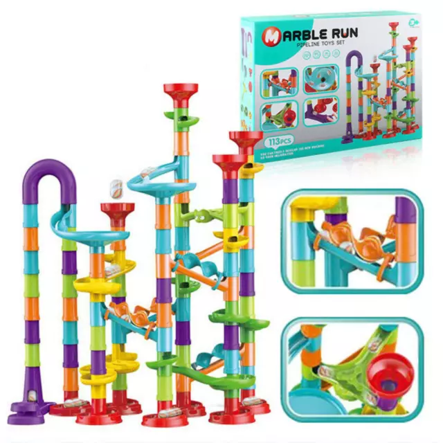 Marble Run Race Toy Set,Construction Building Block Maze Toy Gift 113/93/50pcs