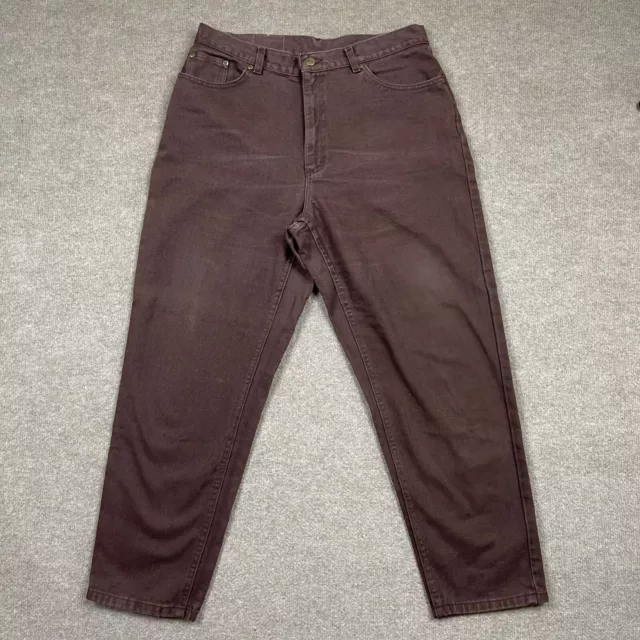 Vintage LL Bean Pants Womens 18 Brown Denim Union Made in USA Pants * 34 x 28