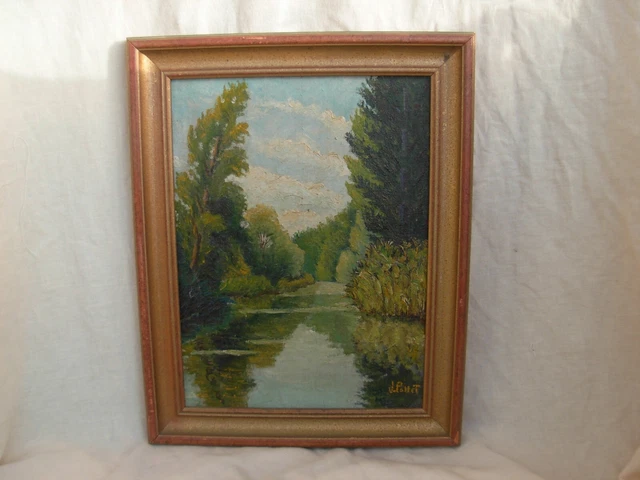 ANTIQUE FRENCH OIL PAINTING ON CANVASL,LANDSCAPE,SIGNED, EARLY 20th CENTURY.