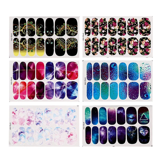 6Set Design bricolage transfert Nail Art Sticker autocollants colorés fantaisie