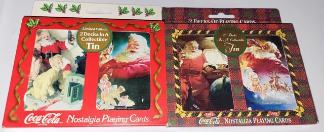 1996/1997 Coca Cola Vintage Nostalgia Holiday Playing Cards In Collectible Tins
