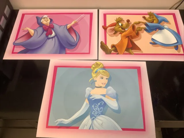 Disney Picture Wall Art Colourful Poster Large X3 Bundle Cinderella Jaq Gus