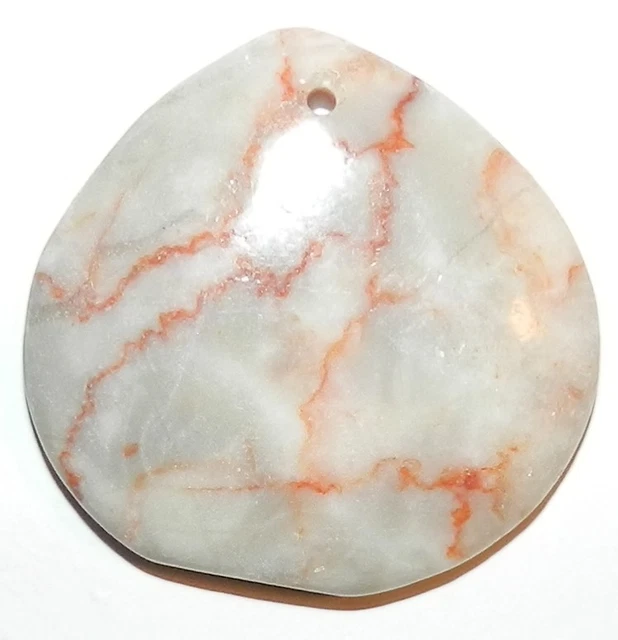 P1797 Redline Marble Flat Teardrop 38mm Gemstone Pendant Focal Bead