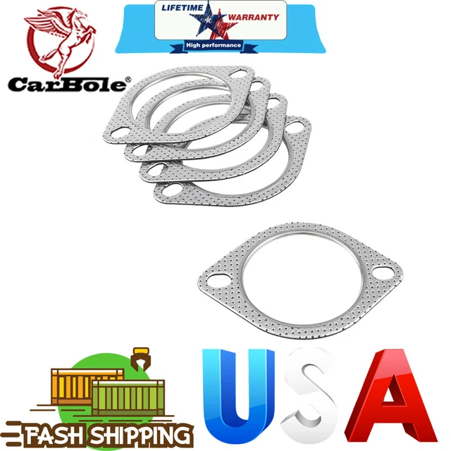 5pcs 3" Catback Exhaust Header Down Pipe Manifold Collector Flange Gasket 2 Bolt