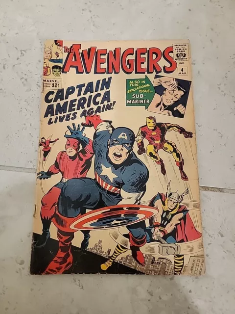 The Avengers #4 1st app 1964 Silver Age Captain America Marvel Comics Comic Book