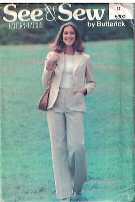 5900 Vintage Butterick Sewing Pattern Misses 1980's Jacket Pants See & Sew OOP
