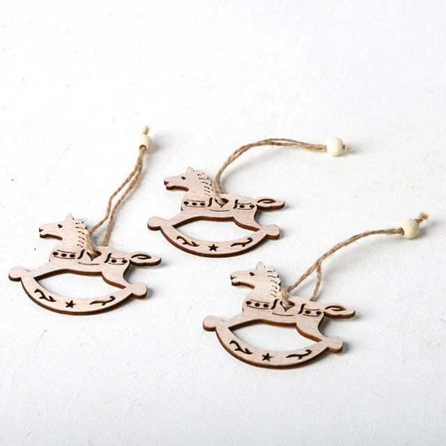 3 piezas Navidad Madera Decoración Colgante Nórdico Vintage DIY Hueco Navidad