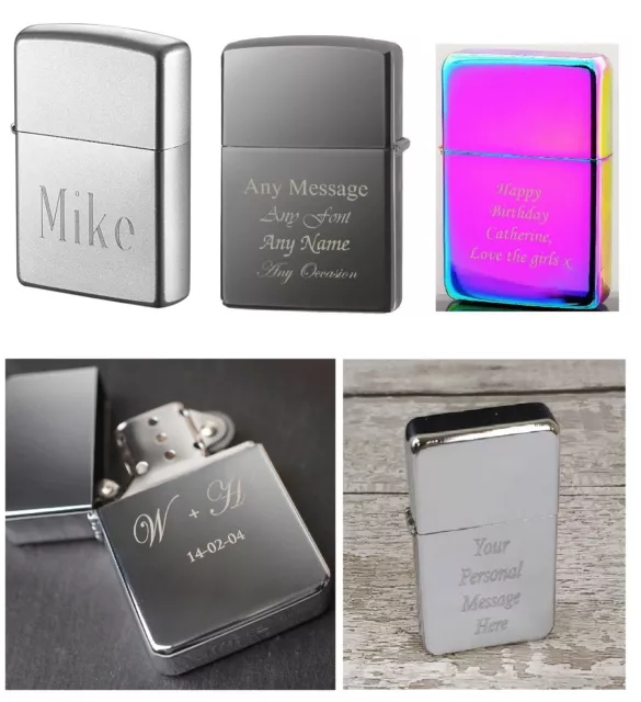 Personalised Engraved Cigarette lighter Men Women Boys Girls Personalised Gift