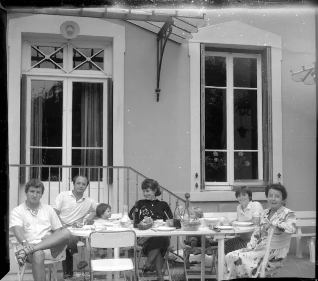Family Front Tabletop Step - Antique Photo Negative Year. 1950