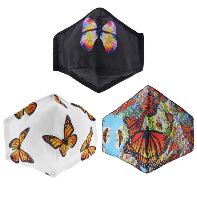 Set of 3 Assorted Cool Butterfly Cotton Face Masks/ Covers