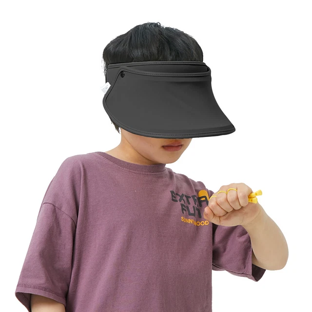 Kids Sun Visor Hat UV Protection Cap Adjustable Brim Hats for Boys Girls Black