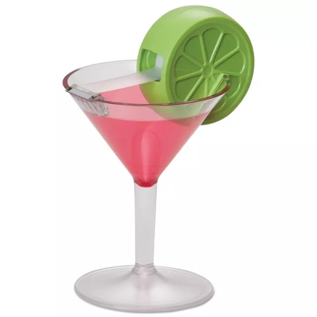 Scotch Tape Dispenser Pink Martini Cocktail Cosmo Glass Pen Holder with Lime NEW