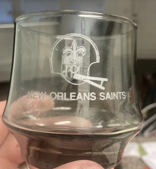 VINTAGE&RARE 1970's New Orleans Saints Smoked Lo-Ball Glass, MINT!!