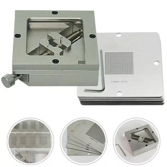 90*90mm Silver BGA Reballing kit Reball Station Fixture Jig with 10PCS Stencil