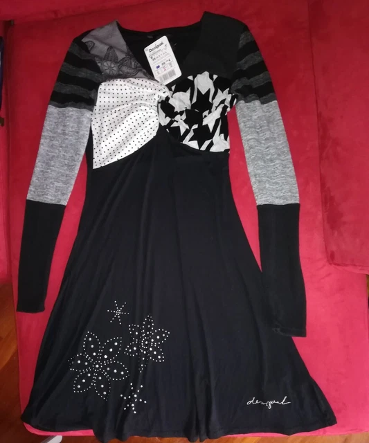 Abito donna Desigual Shirla XS nuovo con etichette nero e grigio