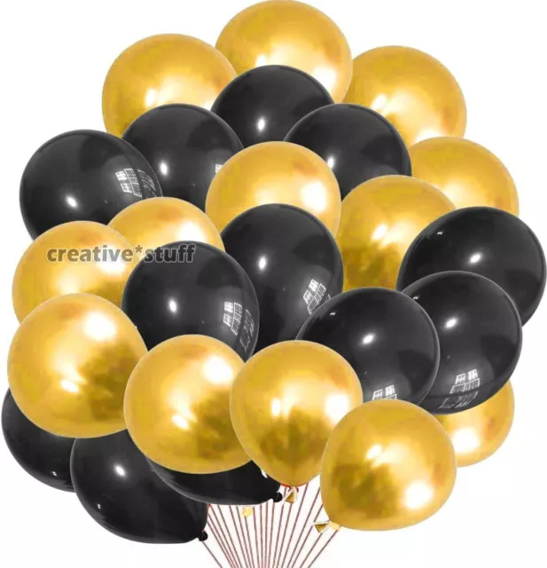 Black And Gold Pack of 20-100 10" Latex Balloons Birthday Party Decorations UK