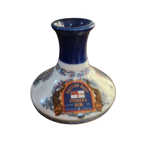 Vintage British Navy Pussers Rum 50ml Empty Bottle Decanter Porcelain Ceramic