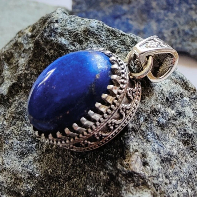 NATURAL GEMSTONES 925 SOLID STERLING SILVER HANDMADE UNIQUE PENDANTS, 1.5 inches