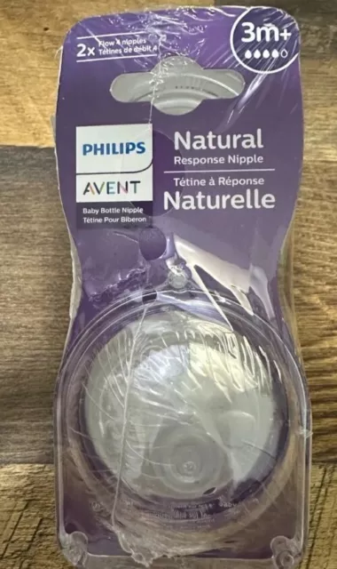 Philips Avent Natural Response Silicone Nipple Flow 3 1M+ 2 Ct 