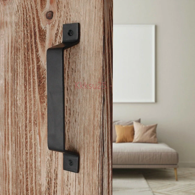 Heavy Barn Door Pull Handle Duty Black Iron Hot Bed Sliding Garage Gate Shed US 2