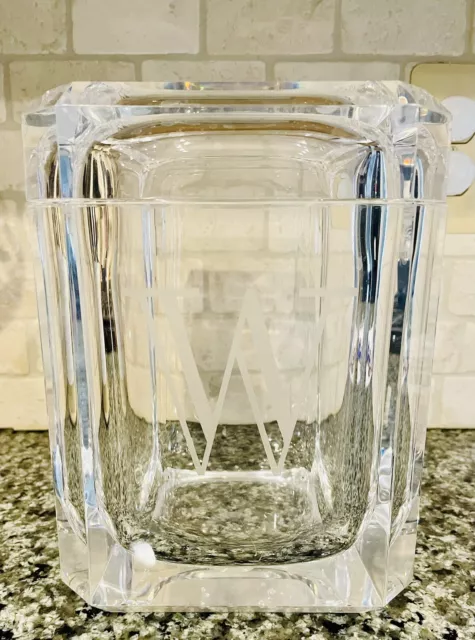 Lucite Clear Acrylic Grainware Carlise Swivel Lid Ice Bucket Monogrammed W